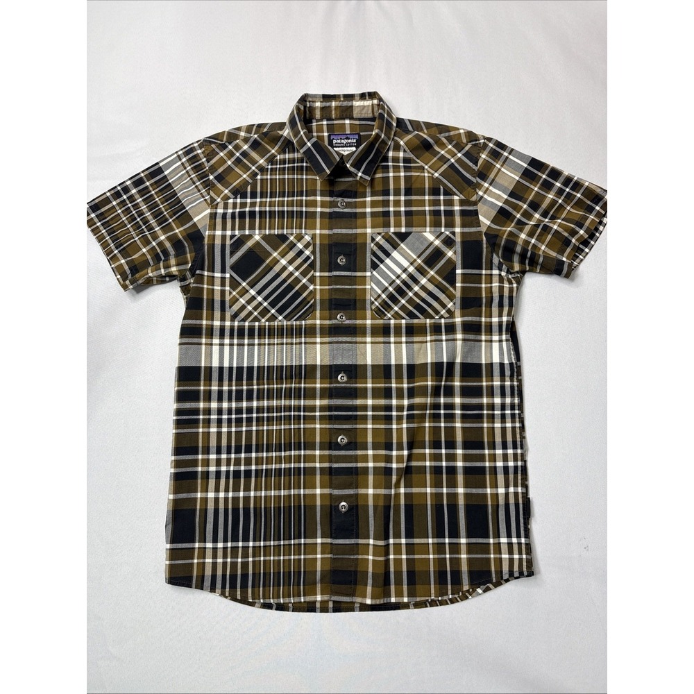 Patagonia Mens Small Organic Cotton Plaid Short Sleeve Button Down Shirt Multi